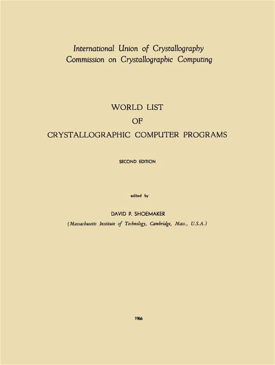 Cover for D P Shoemaker · World List of Crystallographic Computer Programs (Pocketbok) [1966 edition] (1966)
