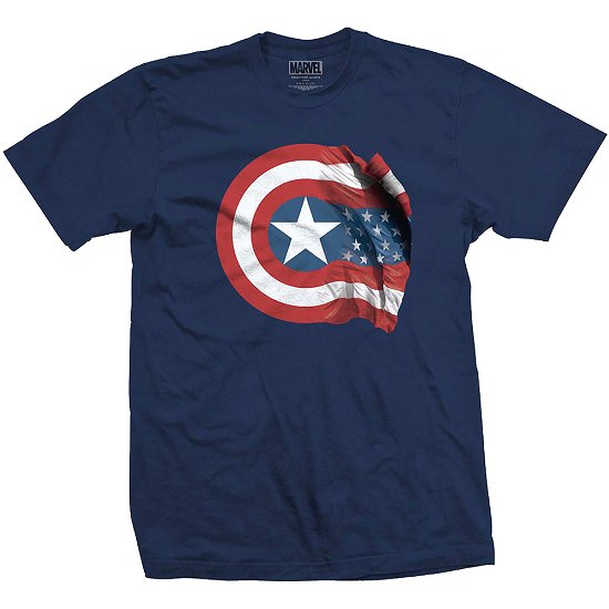 Cover for Marvel Comics · Marvel Comics Unisex T-Shirt: Captain America American Shield (T-shirt) [size S] [Blue - Unisex edition]