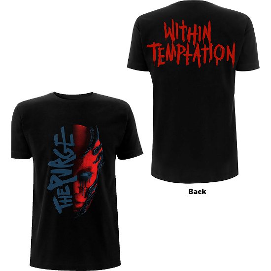 Within Temptation Ladies T-Shirt: Purge Outline (Red Face) (Back Print) - Within Temptation - Produtos - PHD - 5056187744348 - 23 de abril de 2021