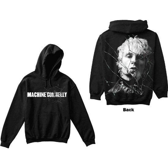 Cover for Machine Gun Kelly · Machine Gun Kelly Unisex Pullover Hoodie: Cracked Glass (Back Print) (Hoodie) [size L]