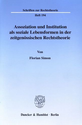 Cover for Simon · Assoziation und Institution als s (Bog) (2000)