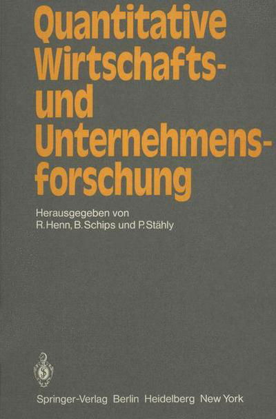 Cover for R Henn · Quantitative Wirtschafts- und Unternehmensforschung (Paperback Book) (1980)