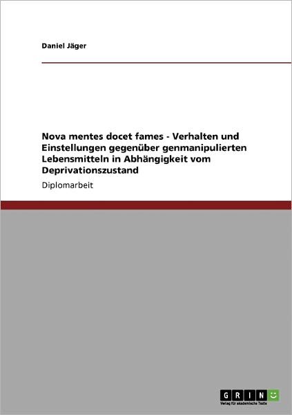 Cover for Jäger · Nova mentes docet fames - Verhalt (Book) [German edition] (2013)