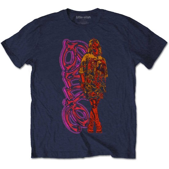 Billie Eilish Unisex T-Shirt: Neon Logo & Billie - Billie Eilish - Fanituote -  - 5056561053349 - 