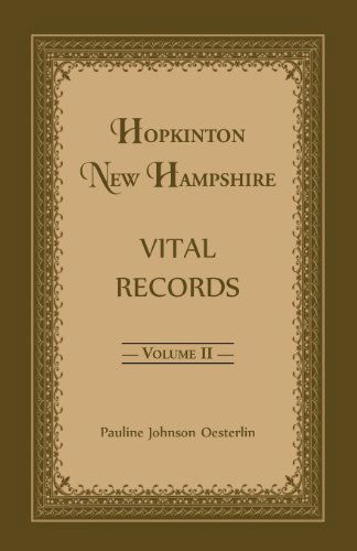 Cover for Pauline Johnson Oesterlin · Hopkinton, New Hampshire, Vital Records, Volume 2 (Paperback Book) (2013)