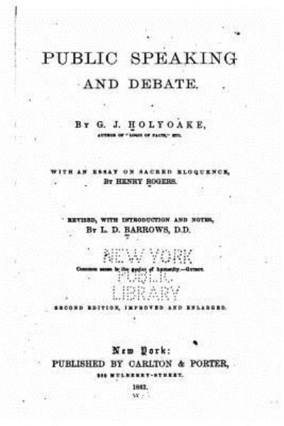 Cover for George Jacob Holyoake · Public Speaking and Debate (Pocketbok) (2016)