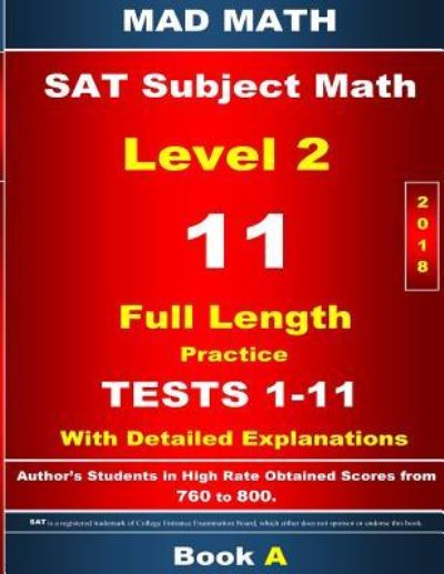 Cover for John Su · 2018 SAT Subject Math Level 2 Book a Tests 1-11 (Paperback Bog) (2017)