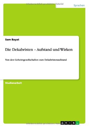 Cover for Bayat · Die Dekabristen   Aufstand und Wi (Book) [German edition] (2013)