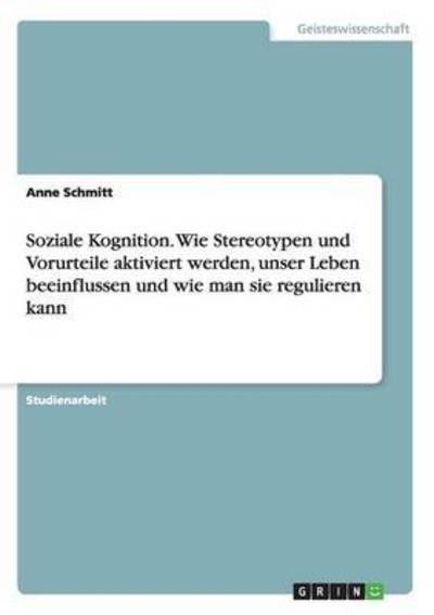 Cover for Schmitt · Soziale Kognition. Wie Stereoty (Book) (2016)