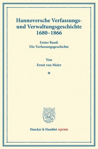 Cover for Meier · Hannoversche Verfassungs- und Ver (Book) (2013)