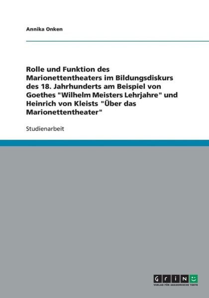 Cover for Onken · Das Marionettentheater im Bildung (Bok) [German edition] (2008)