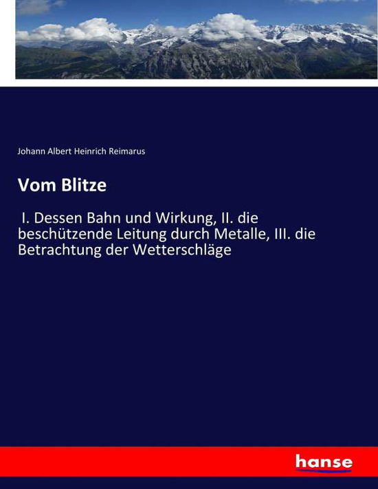 Cover for Reimarus · Vom Blitze (Book) (2017)