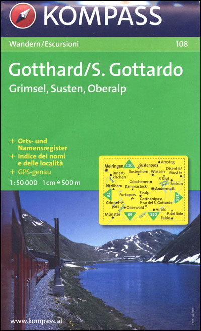 Cover for Mair-Dumont / Kompass · Kompass wanderkarte 108: Gotthard-Grimsel-Susten-Furka-Oberalp (Book) [1st edition]