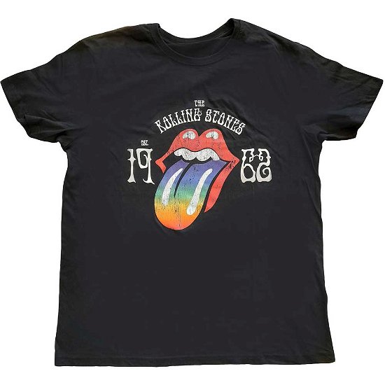 The Rolling Stones Unisex Hi-Build T-Shirt: Sixty Rainbow Tongue '62 - The Rolling Stones - Merchandise -  - 5056561035352 - 