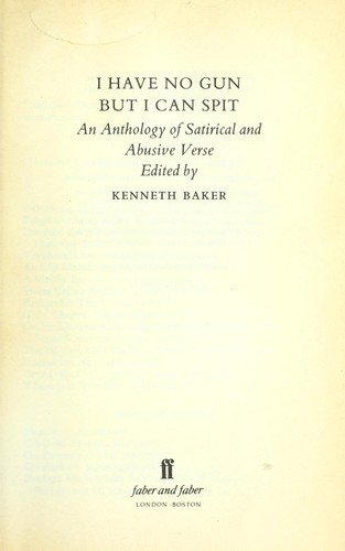 Cover for Kenneth Bager · I Have No Gun but I Can Spit (Pocketbok) (1991)