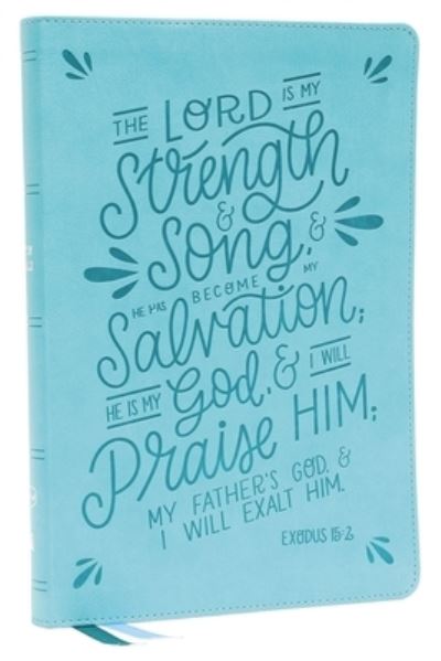 Cover for Thomas Nelson · NKJV, Thinline Bible, Verse Art Cover Collection, Leathersoft, Teal, Red Letter, Thumb Indexed, Comfort Print: Holy Bible, New King James Version (Leather Book) (2022)