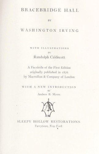Cover for Washington Irving · Bracebridge Hall (Book) [A facsim. of the 1st ed. originally published in 1876 by Macmill edition] (1978)