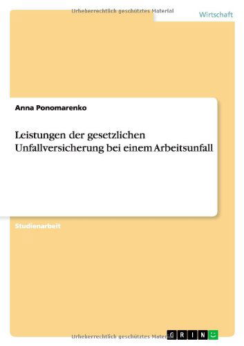 Cover for Anna Ponomarenko · Leistungen Der Gesetzlichen Unfallversicherung Bei Einem Arbeitsunfall (Paperback Book) [German edition] (2013)
