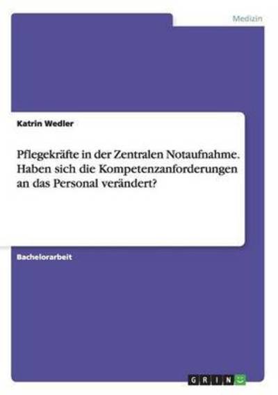 Cover for Wedler · Pflegekräfte in der Zentralen No (Book) (2016)