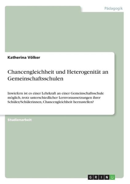 Cover for Völker · Chancengleichheit und Heterogeni (Book)