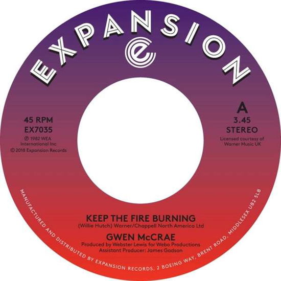 Cover for Gwen Mccrae · Keep the Fire Burning / Funky Sensation (7&quot;) (2018)