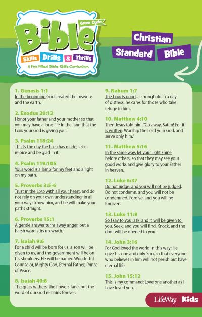 Cover for Lifeway Kids · Bible Skills, Drills, &amp; Thrills: Green Cycle CSB Verse Cards (Pkg 10) (Cards) (2019)