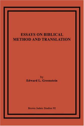 Cover for Greenstein, Edward, L. · Essays on Biblical Method and Translation (Paperback Bog) (1989)