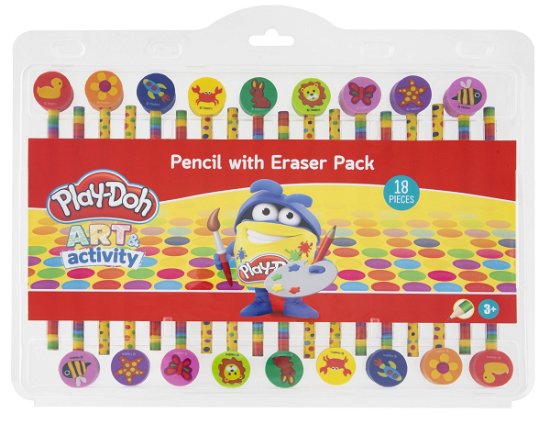 18 Pencils & Erasers (160008) - Play-doh - Merchandise -  - 8715427086354 - 