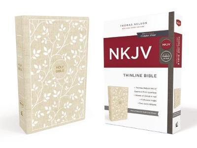 Cover for Thomas Nelson · Nkjv, thinline bible, standard print, cloth over board, white / tan, red lett (Hardcover Book) (2018)