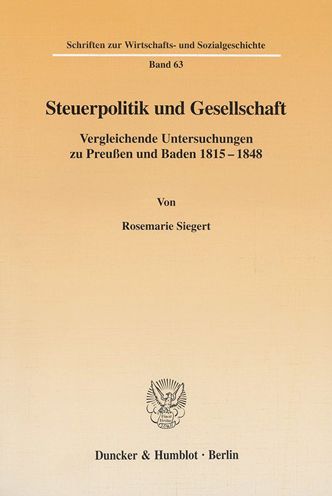 Cover for Siegert · Steuerpolitik und Gesellschaft. (Book) (2001)