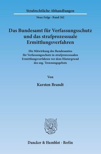 Cover for Brandt · Das Bundesamt für Verfassungssch (Bok) (2015)