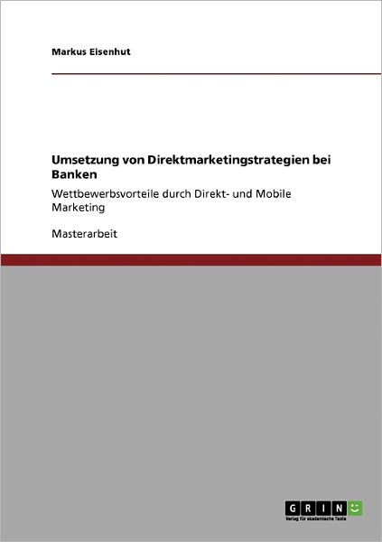 Cover for Eisenhut · Direktmarketing bei Banken. St (Book) [German edition] (2009)