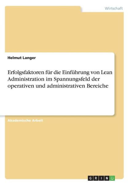 Cover for Langer · Erfolgsfaktoren für die Einführu (Book)