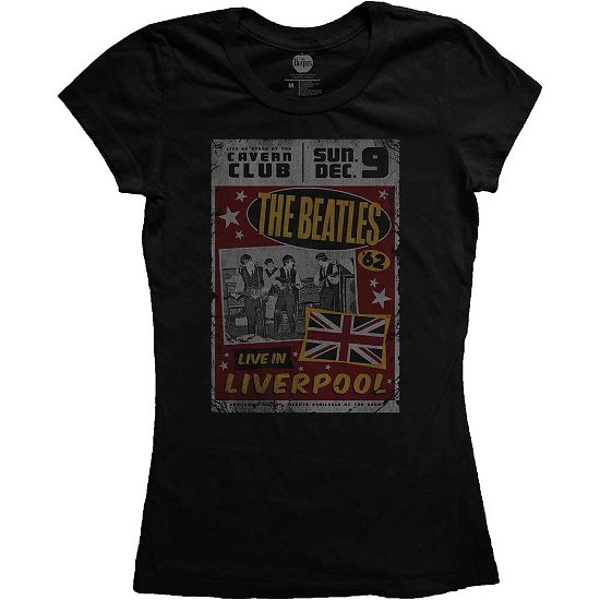 The Beatles Ladies T-Shirt: Live In Liverpool - The Beatles - Produtos - Apple Corps - Apparel - 5055295361355 - 