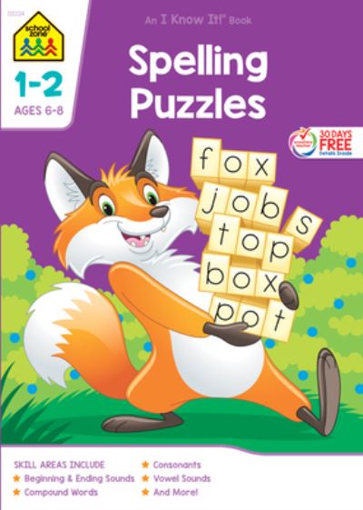 Cover for School Zone · School Zone Spelling Puzzles Grades 1-2 Workbook (Paperback Book) (2018)