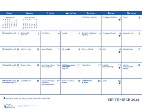 2023 Parish Wall Calendar: September 2022 through December 2023 - Church Publishing - Books - Church Publishing Inc - 9781640655355 - August 4, 2022