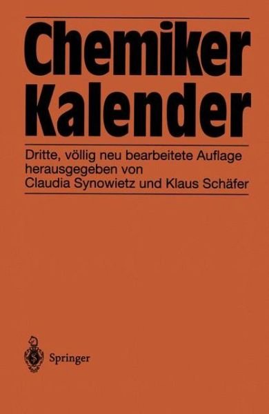 Cover for C Synowietz · Chemiker-kalender (Paperback Bog) [Softcover Reprint of the Original 3rd Ed. 1984 edition] (2011)