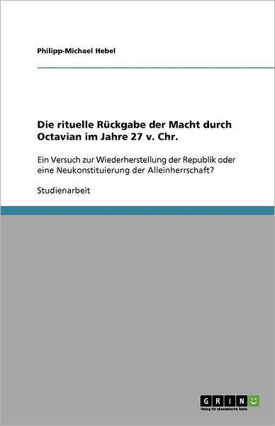 Cover for Hebel · Die rituelle Rückgabe der Macht d (Book) [German edition] (2011)