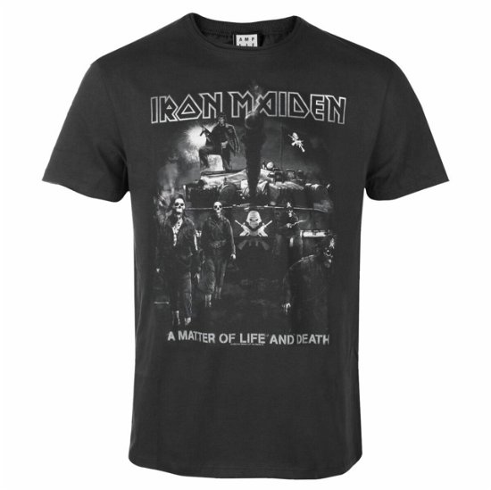 Iron Maiden - Life Or Death Amplified Vintage Charcoal Large T-Shirt - Iron Maiden - Produtos - AMPLIFIED - 5054488712356 - 