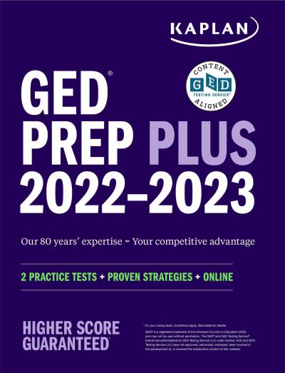 Cover for Caren Van Slyke · GED Test Prep Plus 2022-2023: Includes 2 Full Length Practice Tests, 1000+ Practice Questions, and 60 Hours of Online Video Instruction - Kaplan Test Prep (Paperback Book) [Revised edition] (2021)