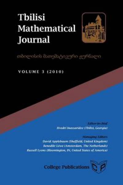 Cover for Hvedri Inassaridze · Tbilisi Mathematical Journal Volume 3 (Paperback Bog) (2011)