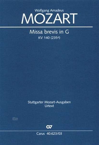 Missa brevi.G/140,KA.CV40.623/03 - Mozart - Books -  - 9790007084356 - 