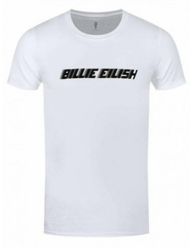 Cover for Billie Eilish · Billie Eilish Unisex T-Shirt: Black Racer Logo (Sleeve Print) (T-shirt) [size L] [White - Unisex edition] (2020)