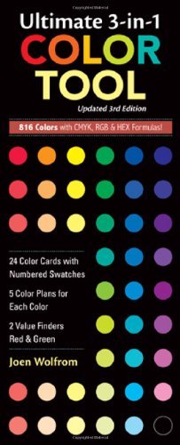 Joen Wolfrom · Ultimate 3-in-1 Color Tool 3rd Edition: • 24 Color Cards with Numbered Swatches • 5 Color Plans for Each Color • 2 Value Finders Red & Green • 816 Colors with Cmyk, Rgb & Hex Formula (MERCH) [3rd edition] (2011)