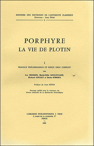 Cover for Porphyre · La Vie De Plotin I (Histoire Des Doctrines De L'antiquite Classique) (French Edition) (Paperback Book) [French edition] (1982)