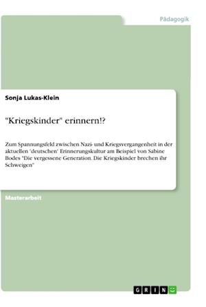 Cover for Sonja Lukas-Klein · &quot;Kriegskinder&quot; erinnern!? (Paperback Book) (2021)
