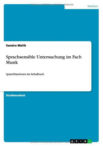 Cover for Sandra Malik · Sprachsensible Untersuchung Im Fach Musik (Paperback Book) [German edition] (2013)