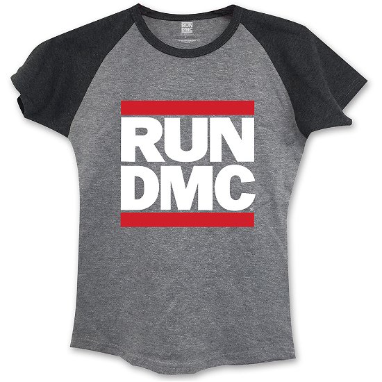 Cover for Run DMC · Run DMC Ladies Raglan T-Shirt: Logo (Skinny Fit) (T-shirt) [size S] [Grey - Ladies edition]