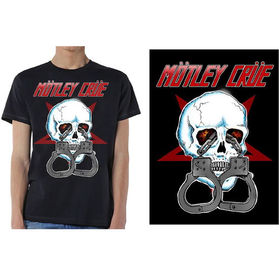 Motley Crue Unisex T-Shirt: Skull Cuffs 2 - Mötley Crüe - Gadżety - Rockoff - 5056170673358 - 26 marca 2019