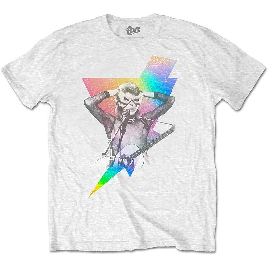 Cover for David Bowie · David Bowie Unisex T-Shirt: Holographic Bolt (Foiled) (T-shirt) [size S] [White - Unisex edition]